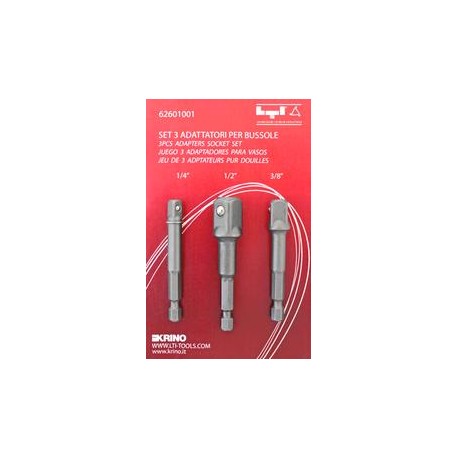 ADATTATORE PER AVVITATORE KRINO SET DA 3 PZ ATT. 1/4" - 1/2"- 3/8"